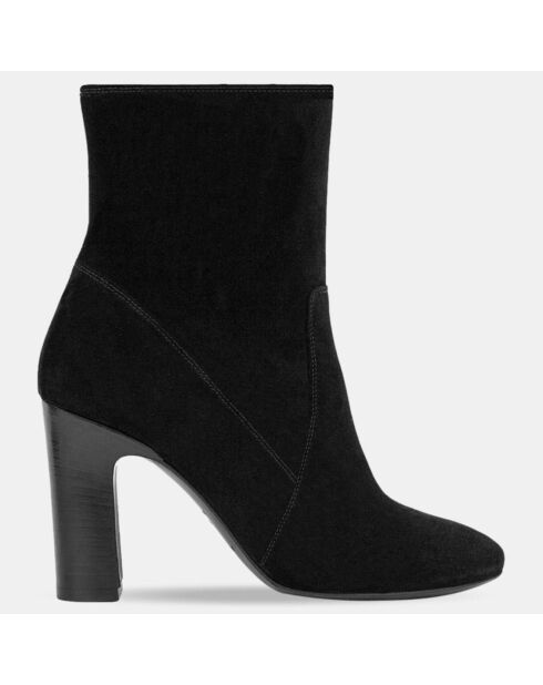 Bottines en Velours de Cuir N°92 noires - Talon 10 cm