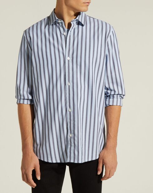 Camicia dritta a righe blu Liclub