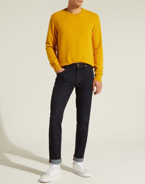 Pull 100% Cachemire Nachron col rond moutarde