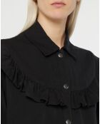 Chemise en Coton bio Candy volant en plastron noire