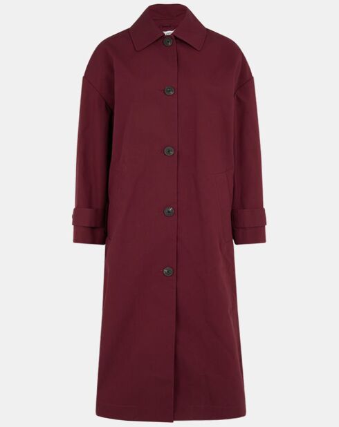 Imperméable long et oversize en Coton bio Louis bordeaux