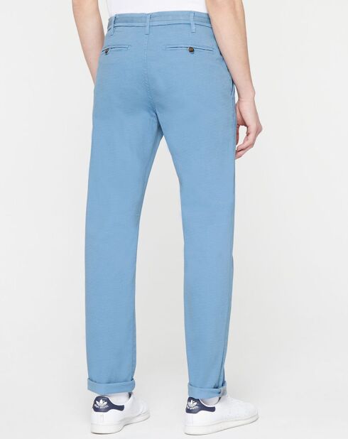 Pantalon Chino droit en Coton Bio Kunzo à micro pois bleu