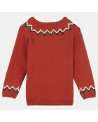 Pull de noël en Maille de coton bio & laine mélangés Igloo rouge