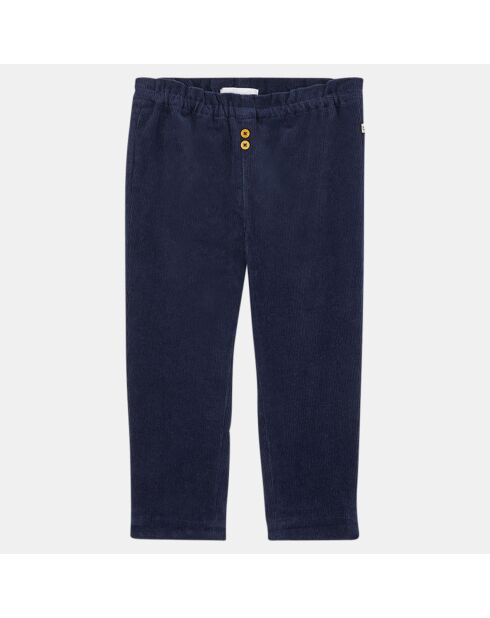 Pantalon en Velours de coton côtelé Celia bleu marine