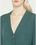 Cardigan 100% Cachemire Dimitri col V vert de gris