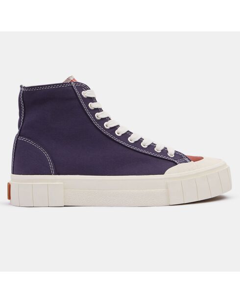 Sneakers en Coton Bio Palm bleu/marron