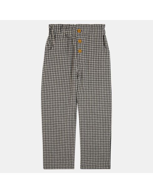 Pantalon large en Coton bio Ninon vichy écru/noir