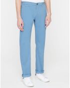 Pantalon Chino droit en Coton Bio Kunzo à micro pois bleu