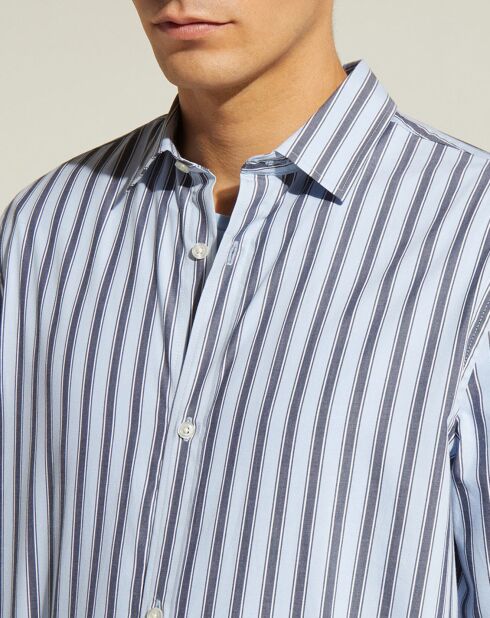 Camicia dritta a righe blu Liclub