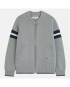 Gilet zippé en Coton & Laine mélangés Nacer gris chiné