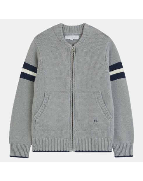Gilet zippé en Coton & Laine mélangés Nacer gris chiné