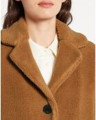 Manteau mi-long Chamois effet Sherpa camel