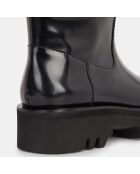 Bottes en Cuir & Laine Carie noires