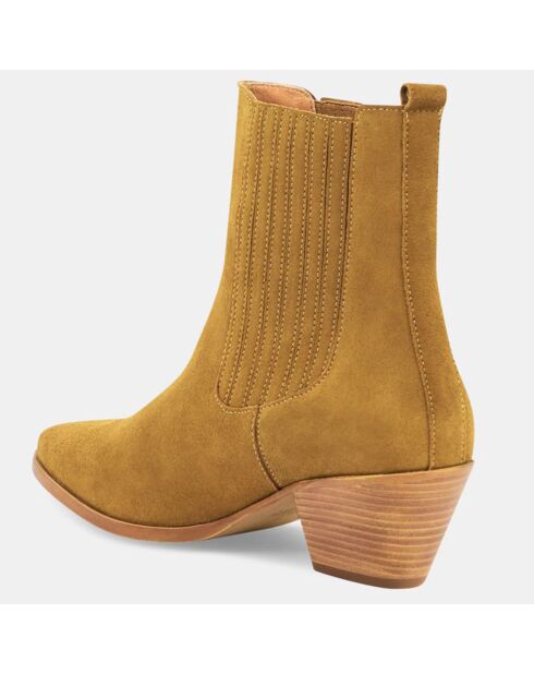 Chelsea Boots en Velours de cuir camel