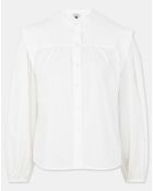 Shirt met katoenen biezen en witte armsgaten in reliëf