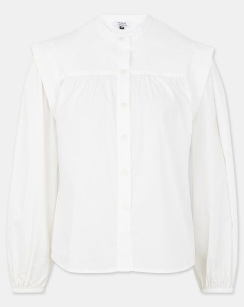 Shirt met katoenen biezen en witte armsgaten in reliëf