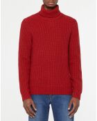 Pull en Laine & Cachemire Noteroule col roulé rouge