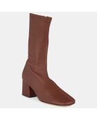 Bottines en Cuir Maya marron - Talon 6,5 cm