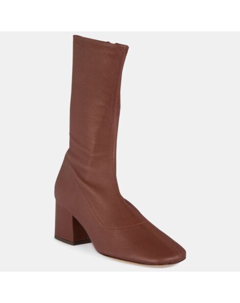 Bottines en Cuir Maya marron - Talon 6,5 cm