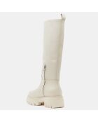 Bottes en Cuir Lucky beiges - Talon 5 cm