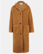 Manteau mi-long Chamois effet Sherpa camel