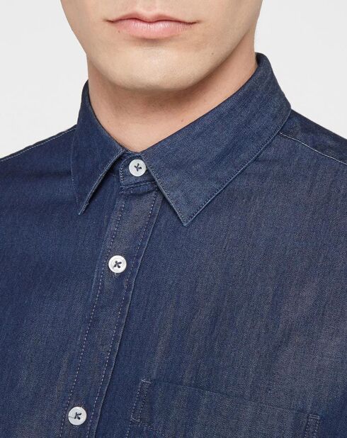 Chemise droite 100% Coton Bio Kime bleu foncé