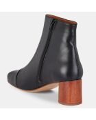 Stivali in pelle con tacco in legno nero - tacco 5 cm