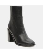 Bottines en Cuir trépointe travaillée noires - Talon 9 cm