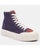 Sneakers en Coton Bio Palm bleu/marron