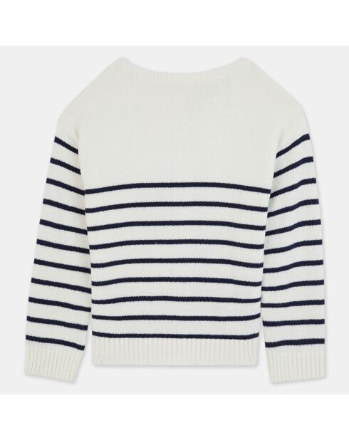 Pull marinière en Coton & Laine Sabine écru