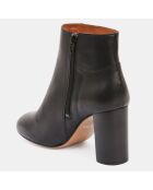 Bottines en Cuir lisse noires - Talon 8,5 cm