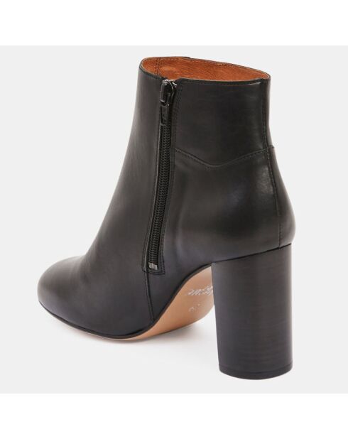 Bottines en Cuir lisse noires - Talon 8,5 cm