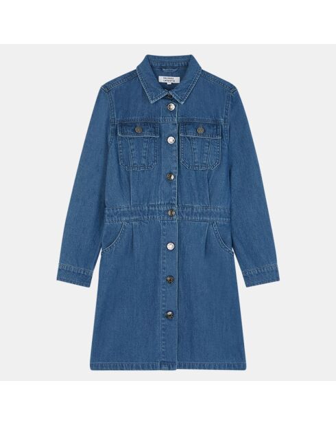 Robe en Coton denim Aloy cintrée bleue