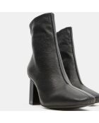 Bottines en Cuir à talon géométrique noires - Talon 8,5 cm