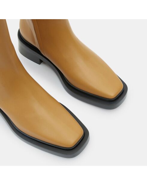 Boots en Cuir Large camel - Talon 5 cm