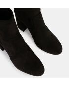 Bottines en Velours de cuir Stretch noires - Talon 9 cm