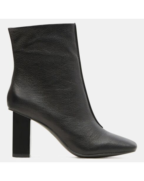 Bottines en Cuir à talon géométrique noires - Talon 8,5 cm