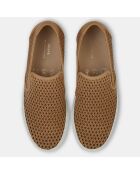 Slip-On en Velours de Cuir Laura beige foncé