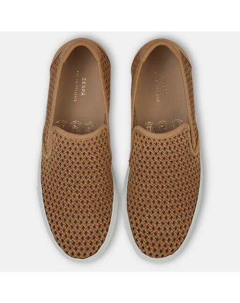 Slip-On en Velours de Cuir Laura beige foncé