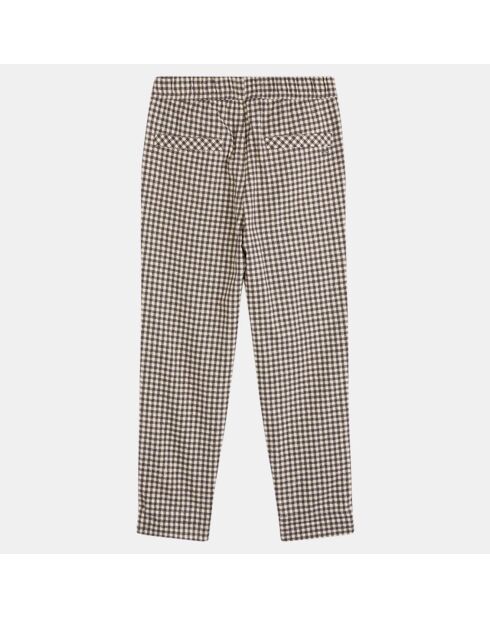 Pantalon en Coton bio Pablo imprimé vichy écru/noir