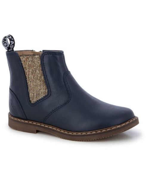 Boots City en Cuir bleu marine
