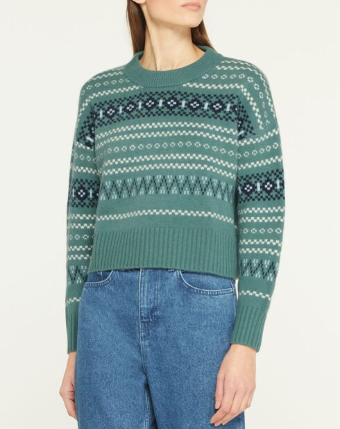 Pull en Laine & Cachemire Denver col rond vert