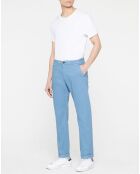 Pantalon Chino droit en Coton Bio Kunzo à micro pois bleu