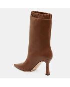 Bottines en Cuir Lina marron - Talon 9,5 cm