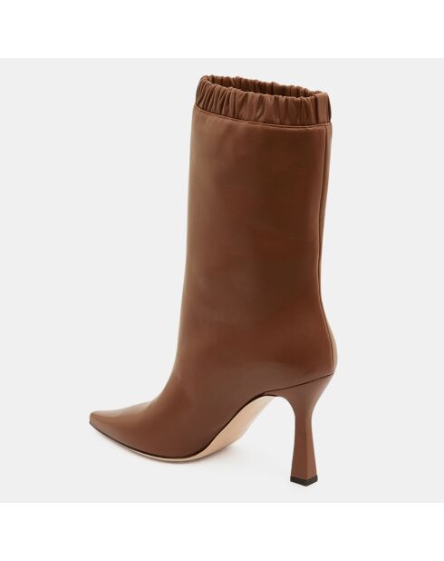 Bottines en Cuir Lina marron - Talon 9,5 cm