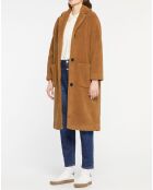 Manteau mi-long Chamois effet Sherpa camel