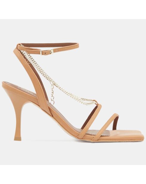 Sandales en Cuir Loan camel - Talon 8 cm