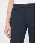 Pantalon Chino droit Kunzo à micro pois bleu marine