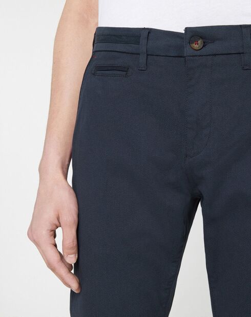 Pantalon Chino droit Kunzo à micro pois bleu marine