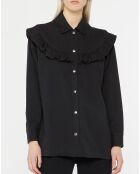 Chemise en Coton bio Candy volant en plastron noire